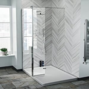 Chrome 1200 Wet Room Screen 8mm Tempered Glass with 300mm Return Panel