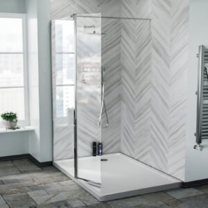 Chrome 900 Wet Room Screen 8mm Tempered Glass with 300mm Return Panel