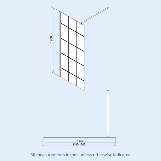 Stanley Black Grid 8mm Framed Walk-In Shower Enclosure with Support Bar - Image 9