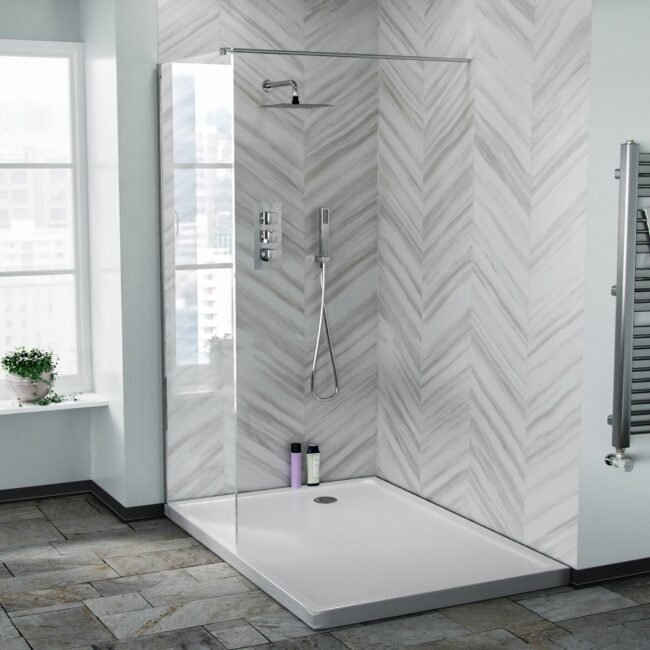 Chrome 800 Wet Room Screen 8mm Tempered Glass with 300mm Return Panel - Image 5