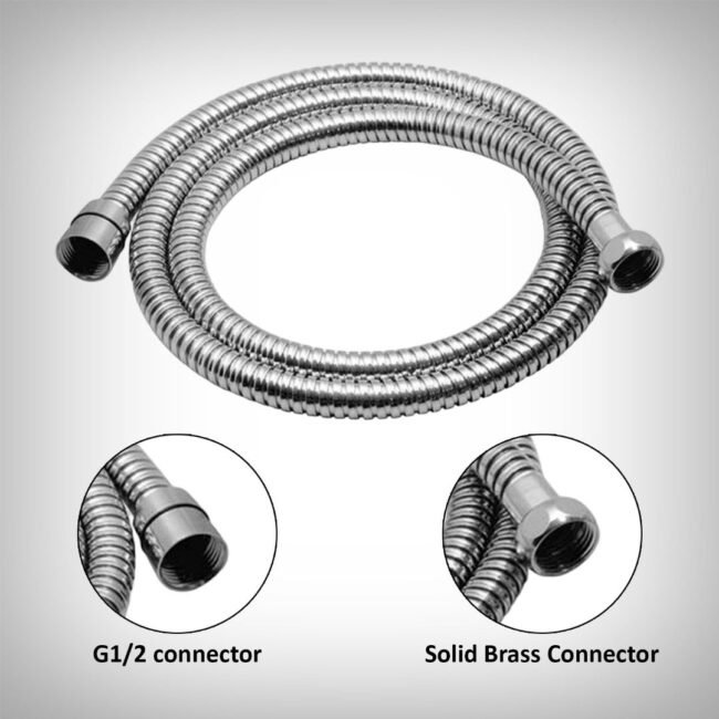 1.5m Stainless Steel Double Lock Shower Hose Chrome - Image 2