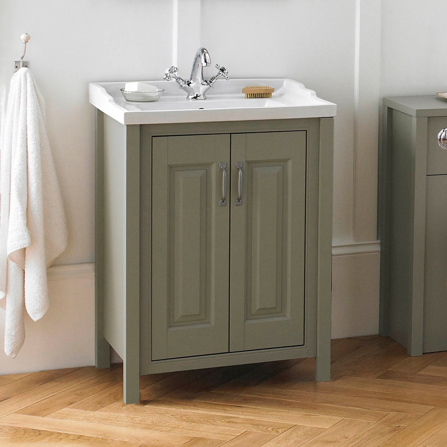 Chiltern 800mm Freestanding 2 Door Vanity Basin Unit Stone Grey