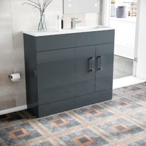 James 1000mm Slimline Vanity. Basin And WC Unit Grey