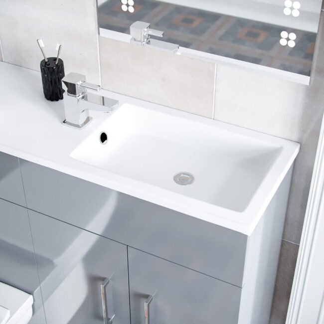 James 1000mm Vanity Basin Unit & Ellis Back To Wall Toilet Grey - Image 4