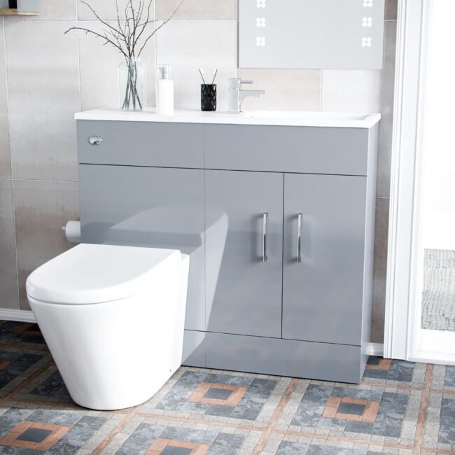 James 1000mm Vanity Basin Unit & Ellis Back To Wall Toilet Grey - Image 5