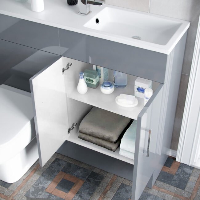 James 1000mm Vanity Basin Unit & Ellis Back To Wall Toilet Grey - Image 6