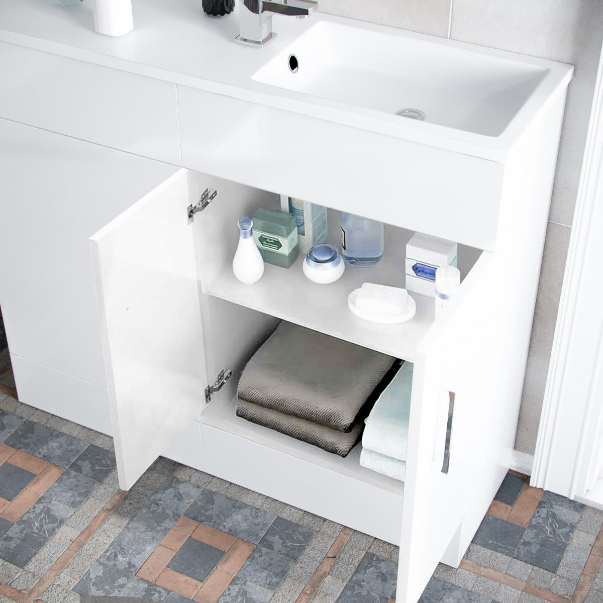 James 1000mm Slimline Vanity. Basin And WC Unit White - Image 6