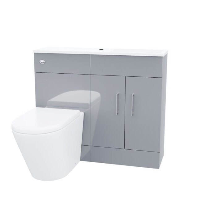 James 1000mm Vanity Basin Unit & Ellis Back To Wall Toilet Grey - Image 7