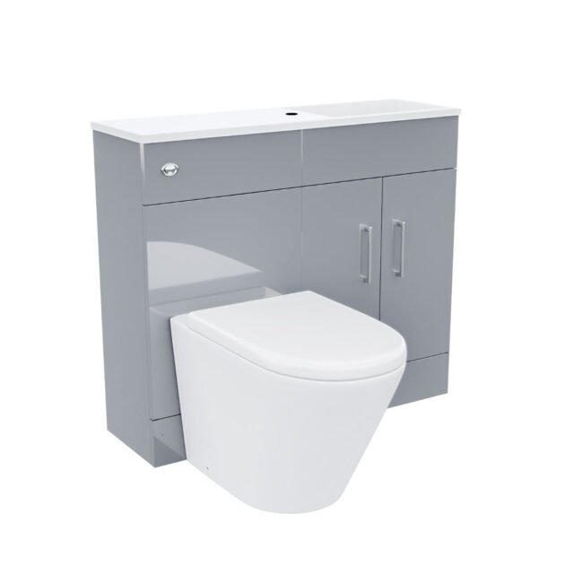 James 1000mm Vanity Basin Unit & Ellis Back To Wall Toilet Grey - Image 8