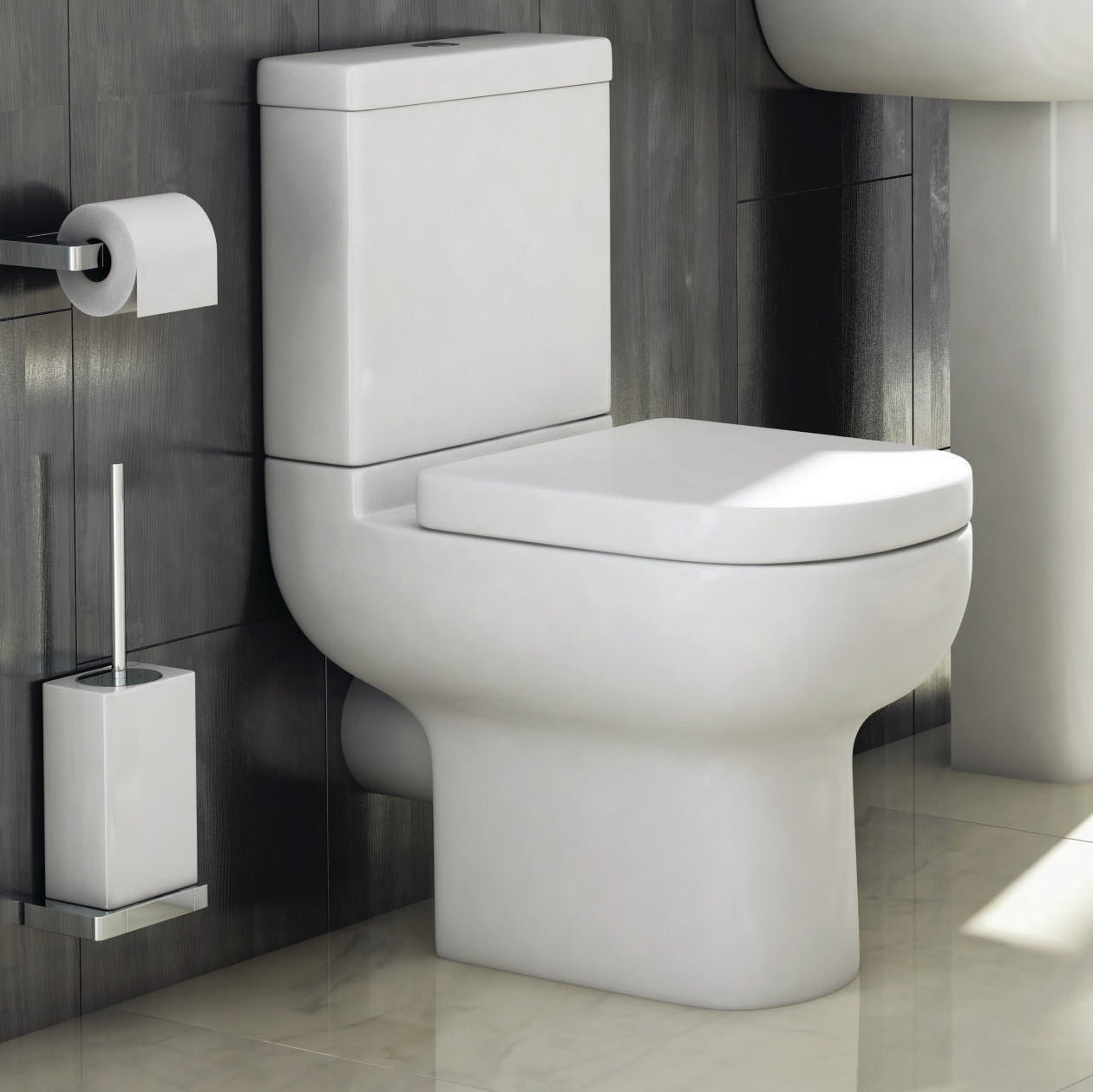 Barnolds Modern Ceramic Toilet Pan. Dual Flush Cistern And Soft Close Seat