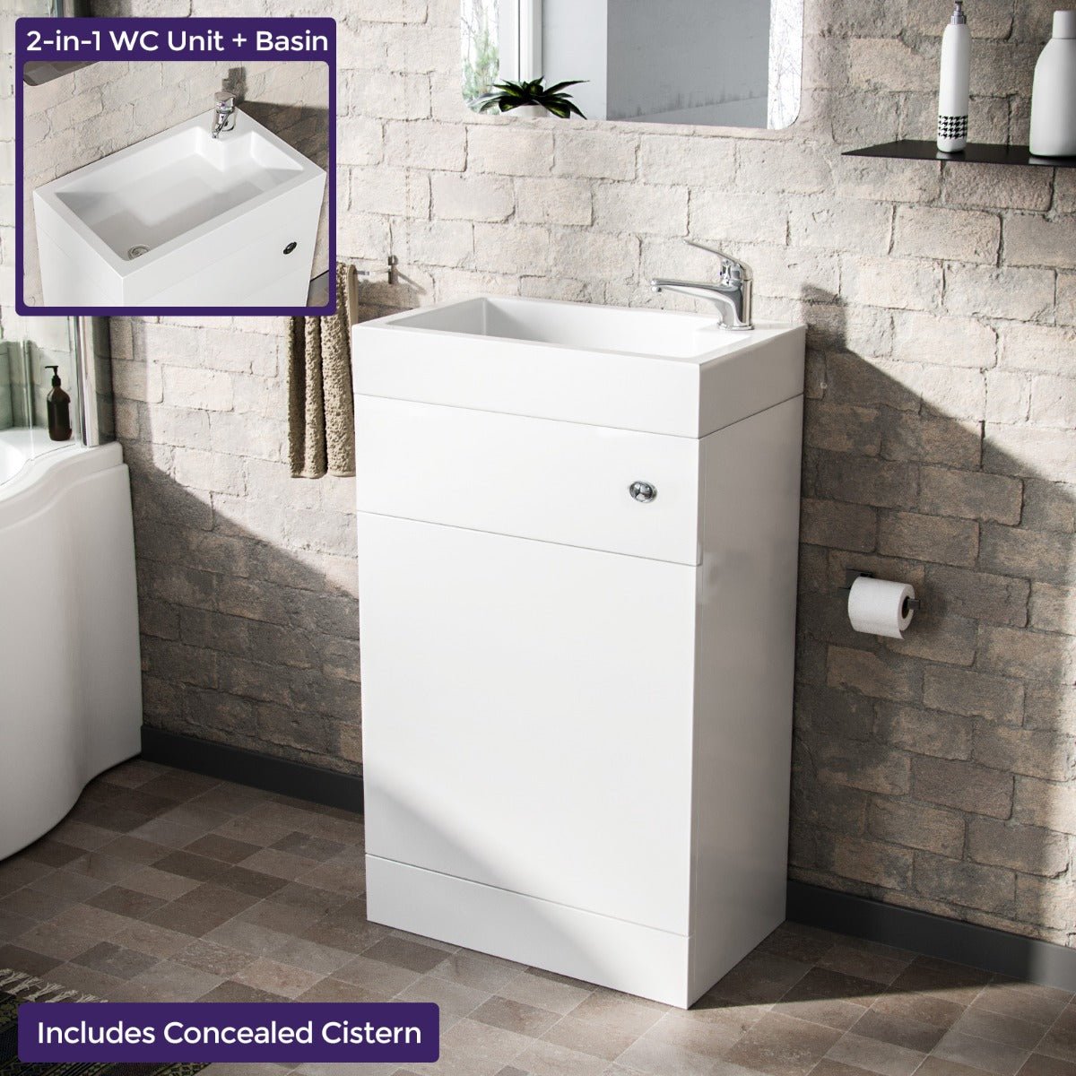 Homin 500mm Cloakroom 2 in 1 Basin WC Unit