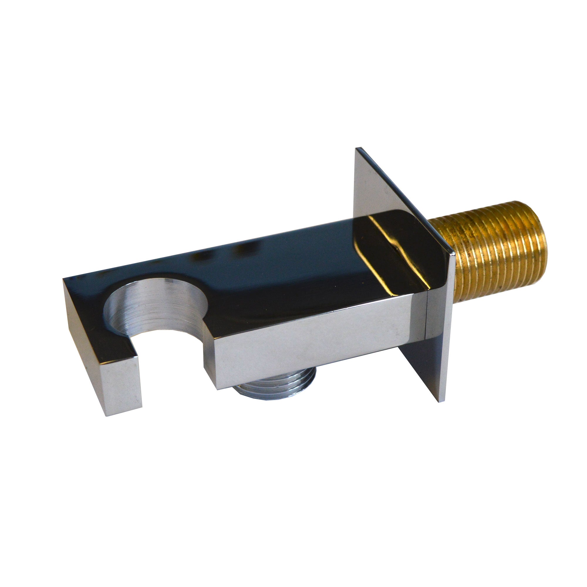 Slim Square Chrome Wall Outlet Elbow Hose Connector with Shower Handset Holder - Image 3