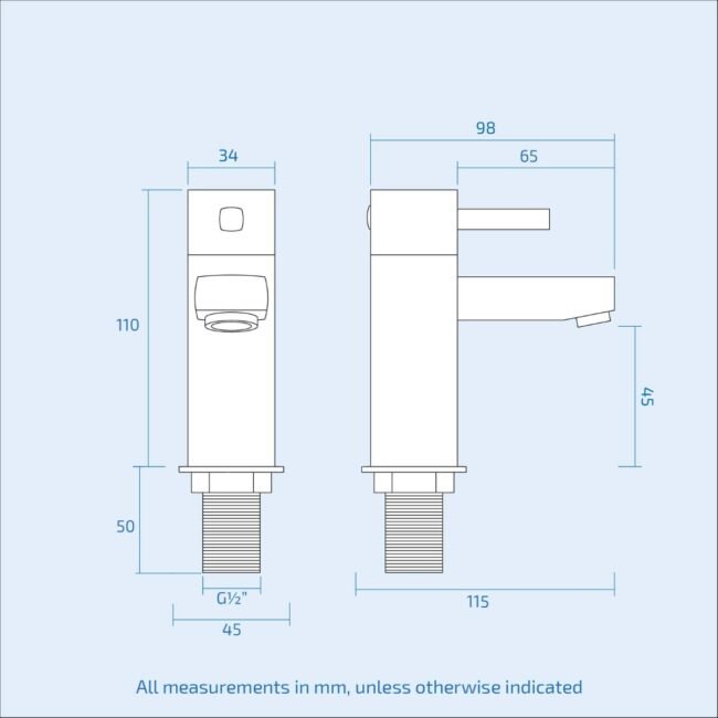Boston Deck Mounted Chrome Hot & Cold Twin Basin Taps Brass - Image 5